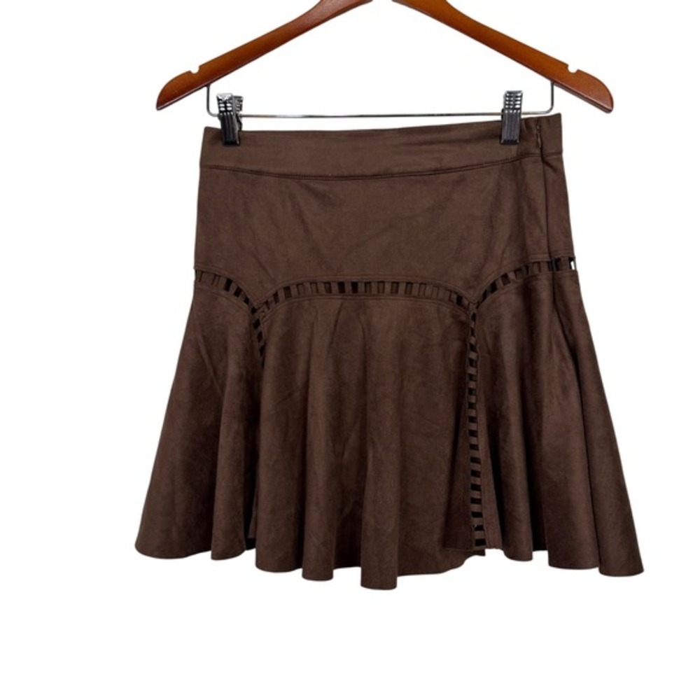 Skies are Blue Mina Suede Mini Skirt Women‎ Size S Brown NWT - Picture 2 of 7